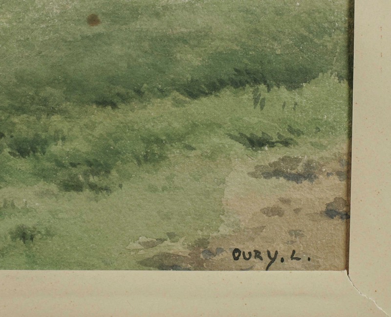 Louis Oury antikes Aquarell Landschaft