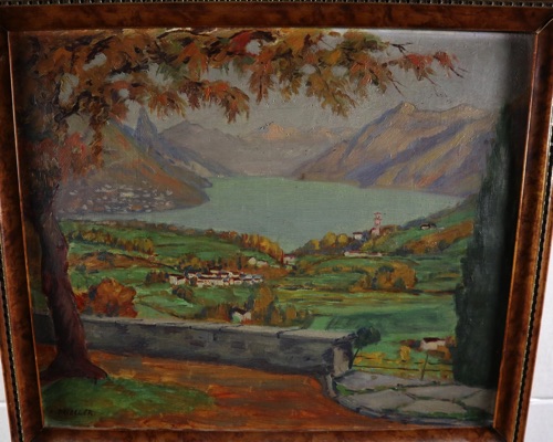Ludwig Driesler Ölgemälde Stadt See