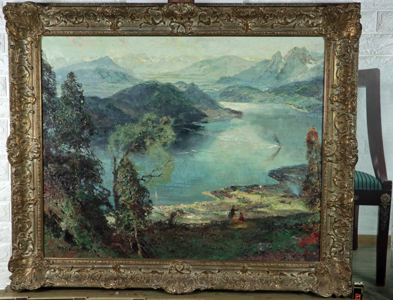 Ludwig Gschossmann Ölgemälde Großformat Partie Tegernsee