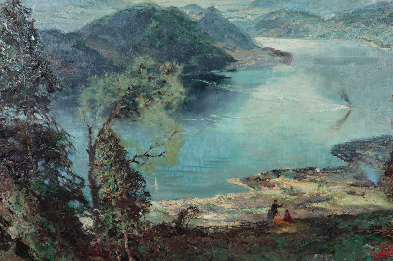 Ludwig Gschossmann Ölgemälde Großformat Partie Tegernsee