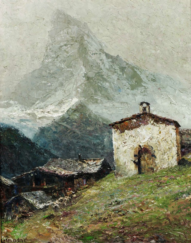 Ludwig Gschossmann Ölgemälde Matterhorn Kapelle Findeln Jakobus