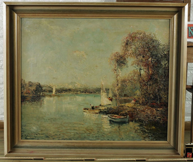 Ludwig Gschossmann Ölgemälde Partie Starnberger See