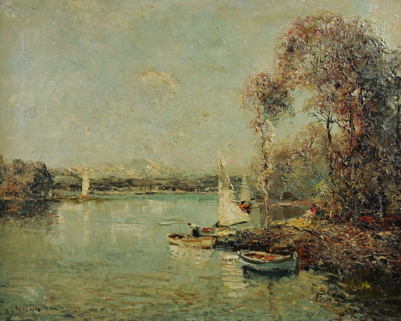 Ludwig Gschossmann Ölgemälde Partie Starnberger See