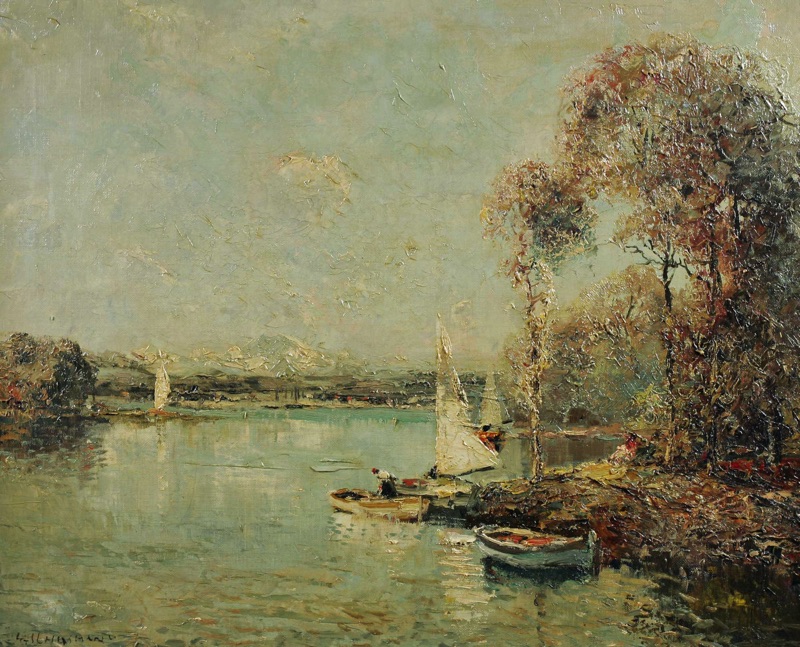 Ludwig Gschossmann Ölgemälde Partie Starnberger See