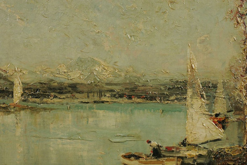 Ludwig Gschossmann Ölgemälde Partie Starnberger See