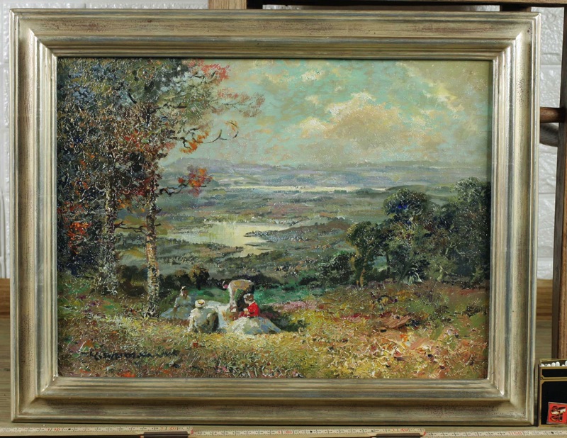 Ludwig Gschossmann Ölgemälde Picknick