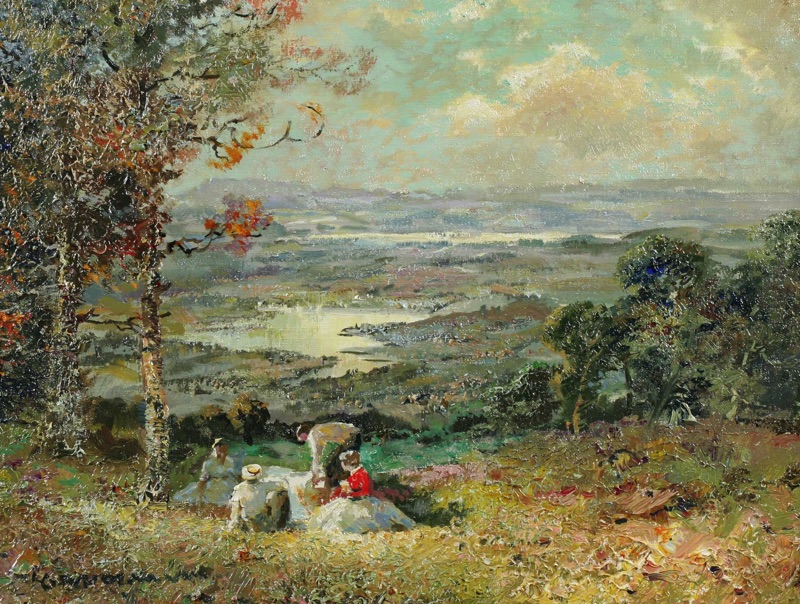 Ludwig Gschossmann Ölgemälde Picknick