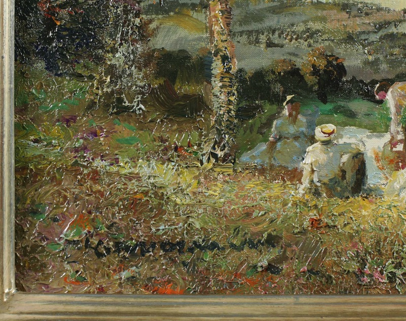 Ludwig Gschossmann Ölgemälde Picknick