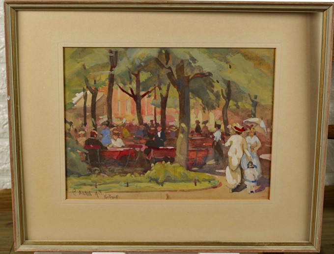 Mackel Aquarell von 1914 beidseitig Orang Utan Stadtpark