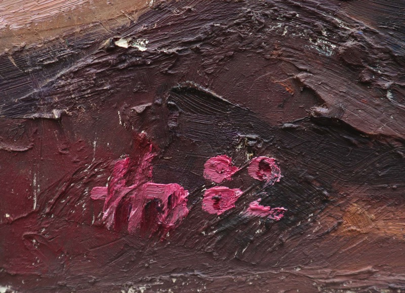 Manfred Homeyer Ölgemälde 1982 Schafe Landschaft beschädigt
