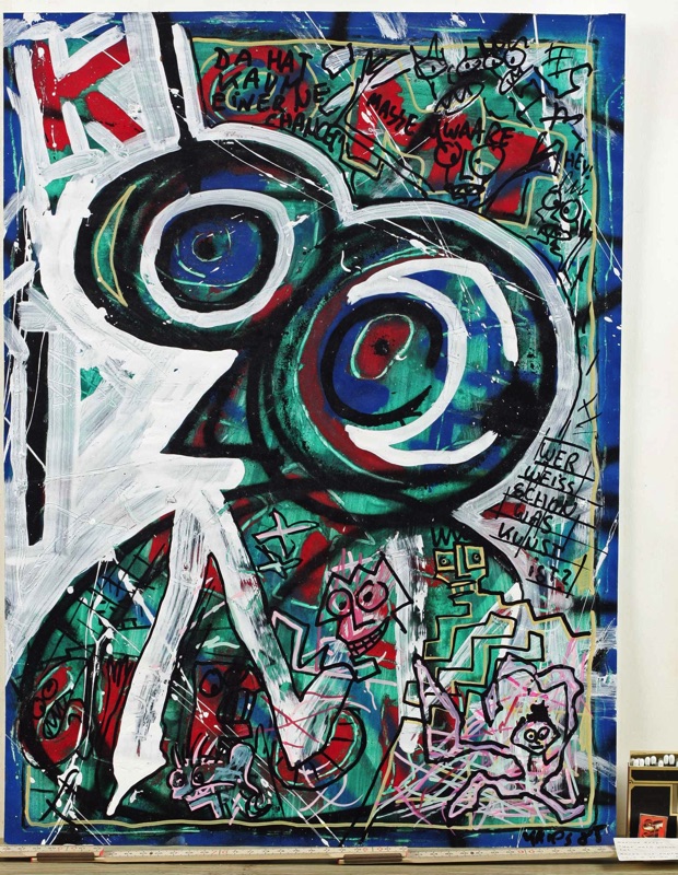 Marcus Krips Acryl Gemälde 1985 wer weiss schon was Kunst ist
