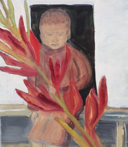 Maria Proells Aquarell Knabe Gladiole expressiv