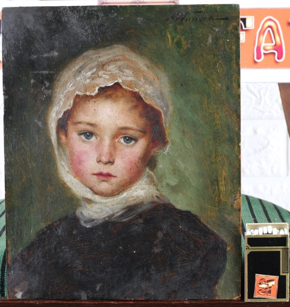 Marie Wunsch Ölgemälde antik Portrait süßes Mädchen Kopfhaube