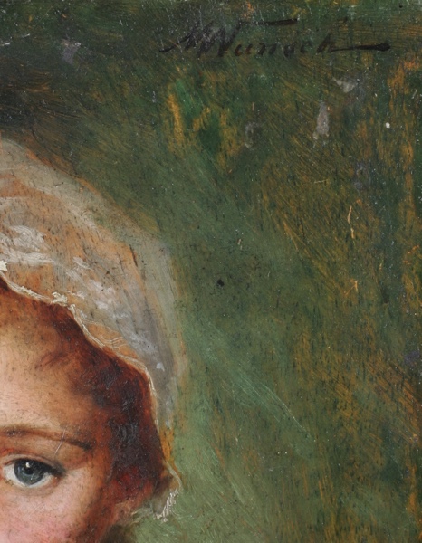 Marie Wunsch Ölgemälde antik Portrait süßes Mädchen Kopfhaube