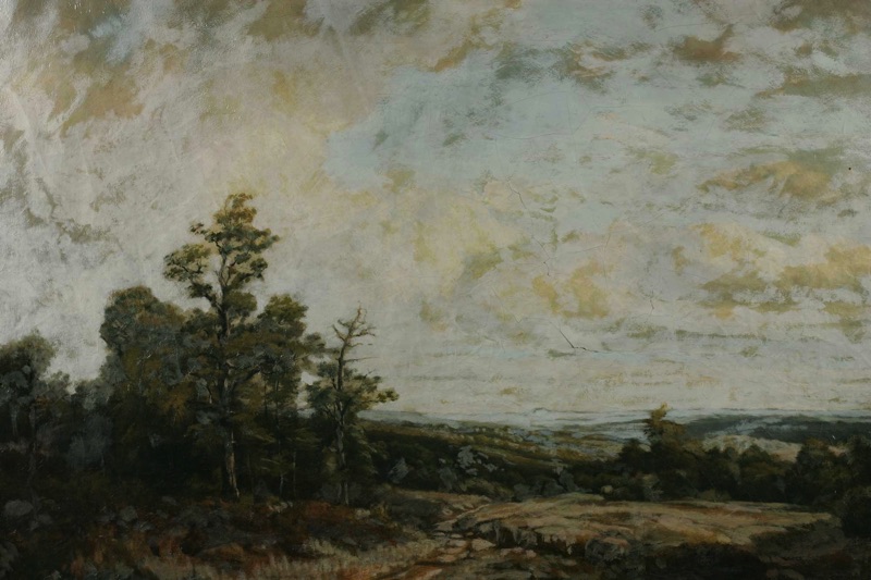 Max Wolf Zuschreibung Ölgemälde antik Gewitter Landschaft