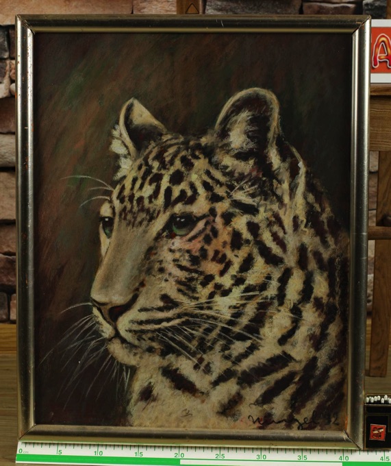 Menzel antike Pastell Malerei indischer Leopard
