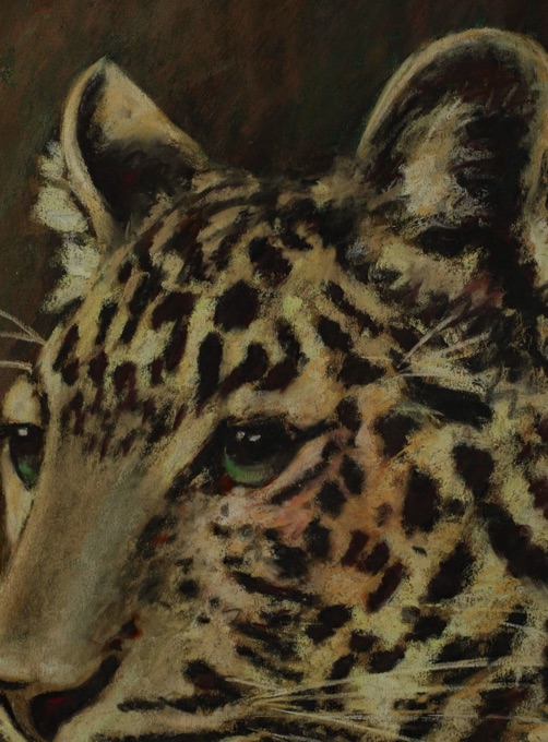 Menzel antike Pastell Malerei indischer Leopard