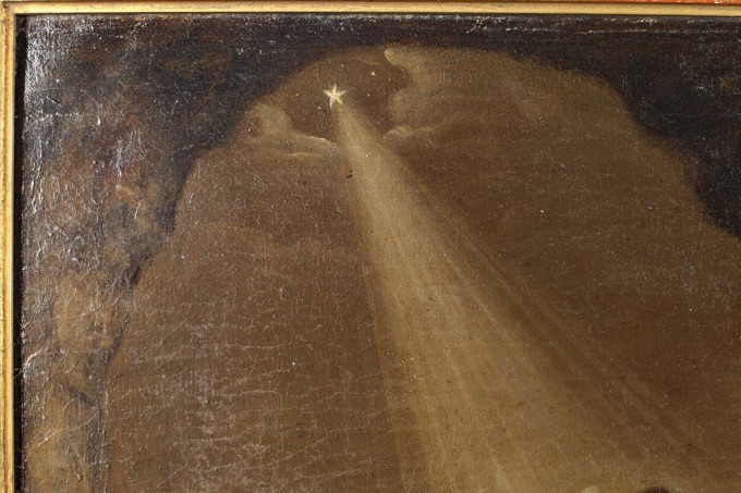 Michael Emonds Alt Ölgemälde antik Grisaille Geburt Christi
