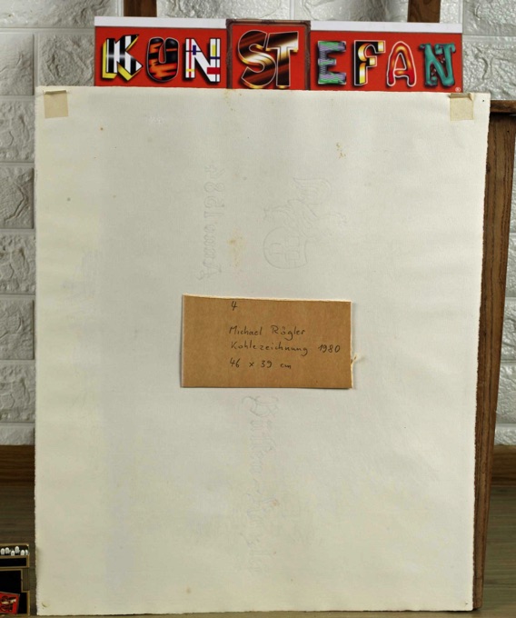 Michael Rögler Kohlezeichnunug abstrakt 1980