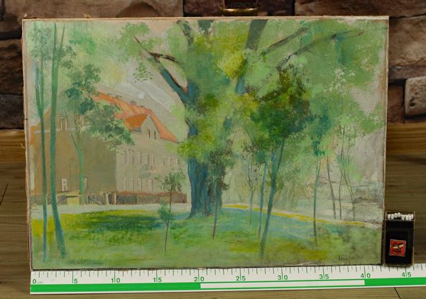 Miele Aquarell Mischtechnik antik Haus Garten