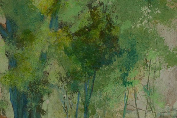 Miele Aquarell Mischtechnik antik Haus Garten