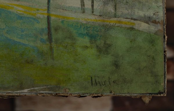 Miele Aquarell Mischtechnik antik Haus Garten
