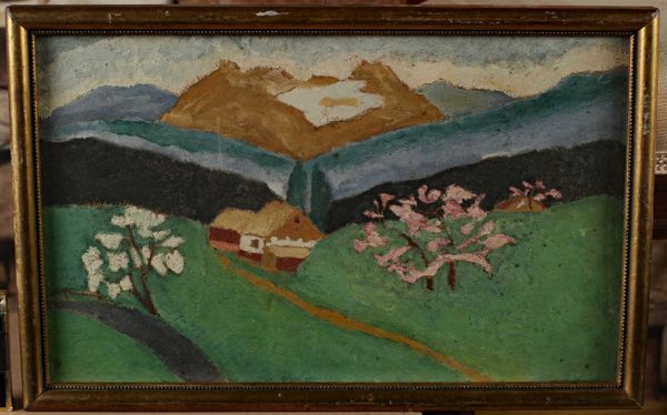 Monogramm 1946 Ölgemälde Baum expressiv