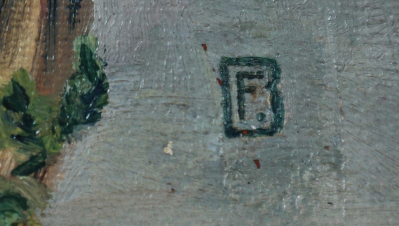 Monogramm F Ölgemälde antik Porzellangruppe