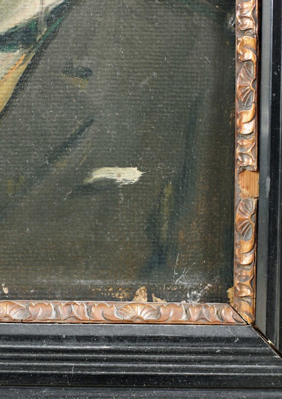 Monogramm H S antikes Ölgemälde Raucher mit Hut