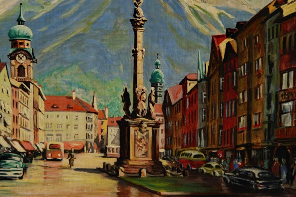 Monogramm H W Ölgemälde 1953 Innsbruck Annasäule