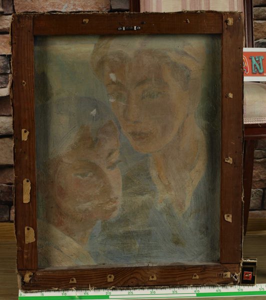 Monogramm Ölgemälde Hafen 1951 expressiv beidseitig
