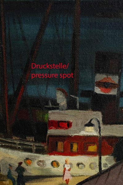 Monogramm Ölgemälde Hafen 1951 expressiv beidseitig