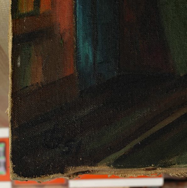 Monogramm Ölgemälde Hafen 1951 expressiv beidseitig