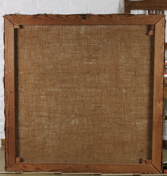 Monogrammiertes antikes Ölgemälde 1919 Landschaft Pappel