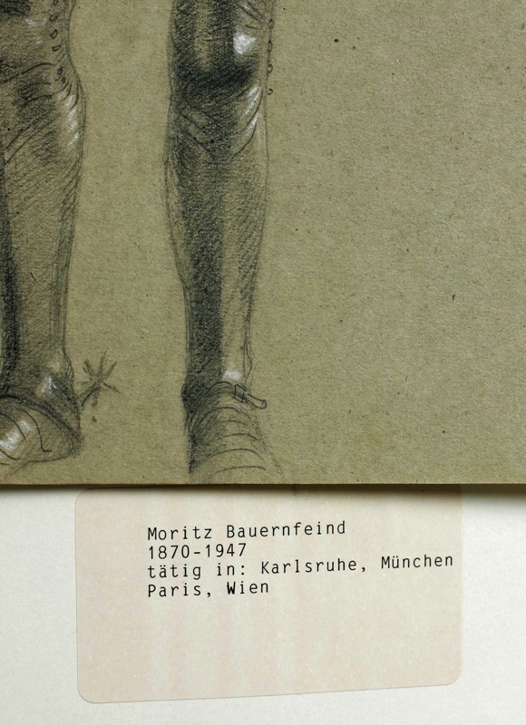 Moritz Bauernfeind Zuschreibung Zeichnung antik Harnisch Ritter Helm Krone