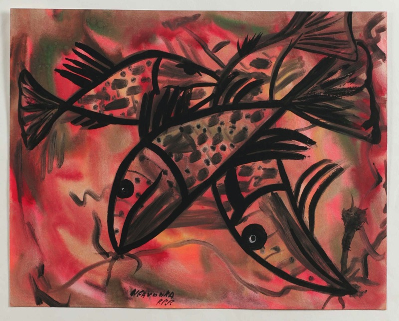 N Gavouka ältere Gouache Fische Afrika Kongo