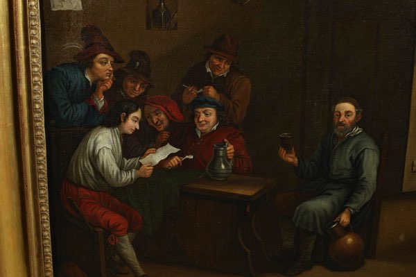 Nachfolger Teniers Ölgemälde antik Personen Wirtshaus