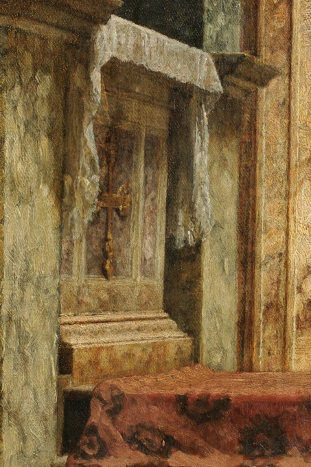 Nachlass Beroldingen antikes Ölgemälde Interieur Säulen Altar
