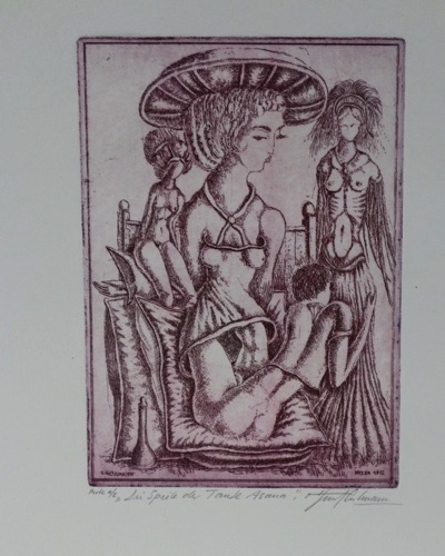 O H Culmann Lithografie Probe Tante Asana