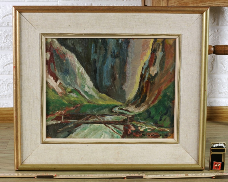 Olav Huus Ölgemälde 1940 expressiv Fjord