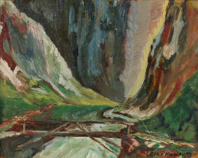 Olav Huus Ölgemälde 1940 expressiv Fjord