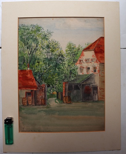 Otto Ackermann Pasegg ? Aquarell Brauerei antik