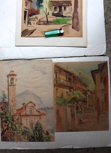 Otto Ackermann drei Aquarelle antik