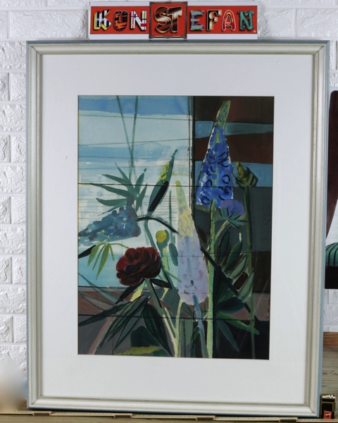 Otto Andreas Schreiber Gouache Lupinien rot blau