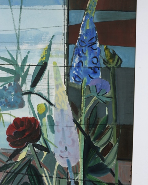 Otto Andreas Schreiber Gouache Lupinien rot blau
