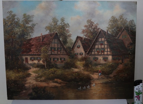 Otto Franke Ölgemälde Dorf Enten Fulda Hünfeld