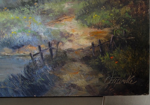 Otto Franke Ölgemälde Enten Dorf Teich