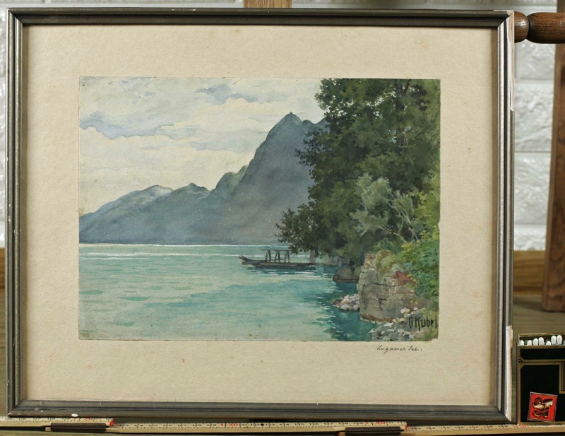 Otto Kubel Aquarell antik Luganer See