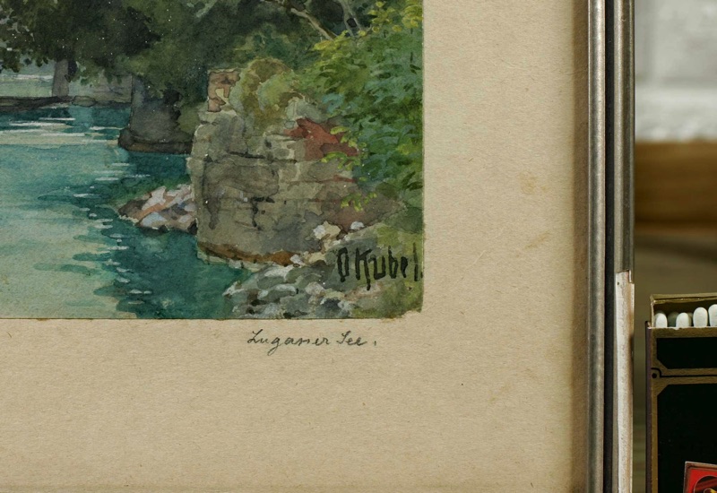 Otto Kubel Aquarell antik Luganer See