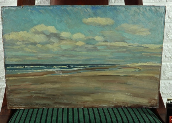 Otto Müller Hartau Ölgemälde antik 1947 Borkum Muschelstrand